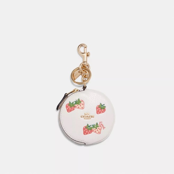 Coach Circular Coin Pouch with Strawberry Print - Picture 1 of 2